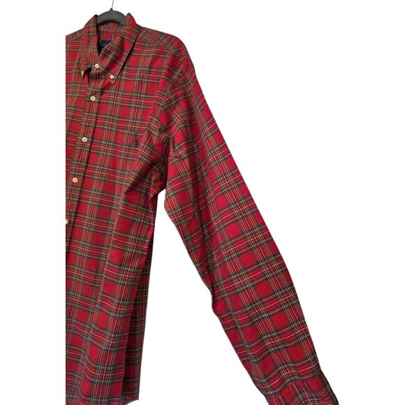 Ralph Lauren Shirt Men's Button Up Red Plaid Green Pony Classic Preppy | XL EUC - Picture 5 of 13